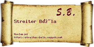 Streiter Béla névjegykártya